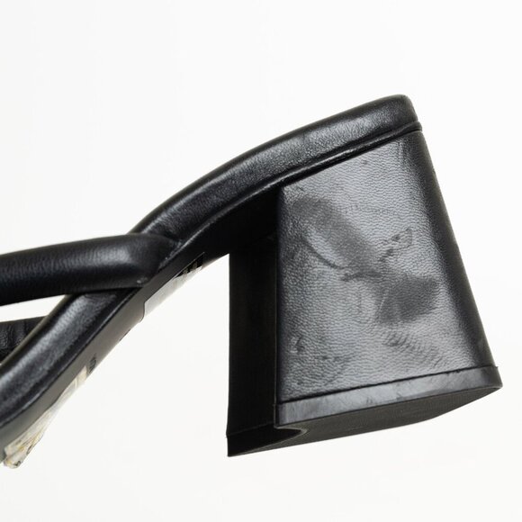 ✨ Free People Parker Double Strap Pillow Heels Square Toe Chunky Sandals Black - Picture 14 of 15